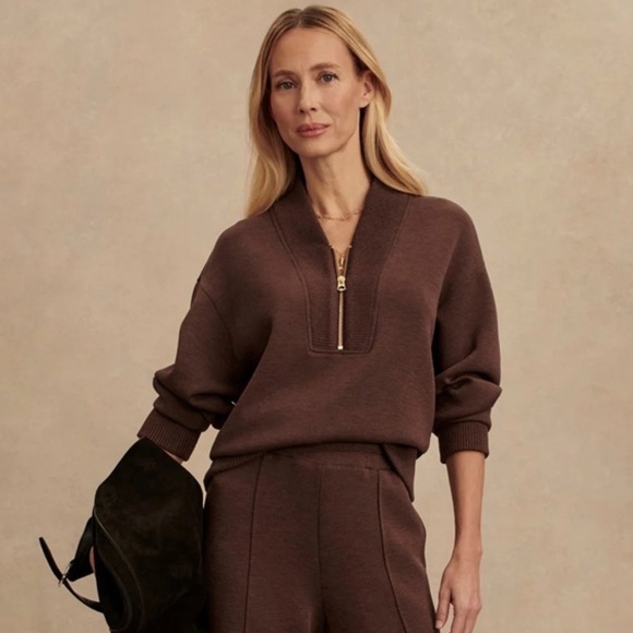 Varley Sally Half-Zip Sweat • Coffee Bean Marl • Size Small • NWT - Picture 3 of 9